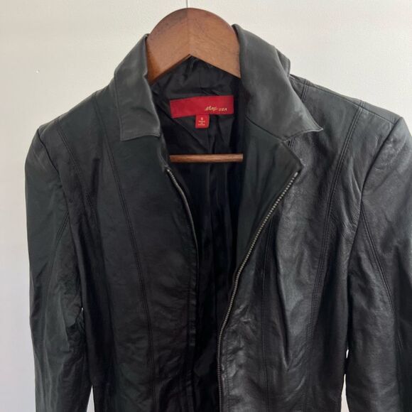 Black Max USA Women’s Genuine Leather Black Fitted Zipper Up Jacket Size Small - Picture 5 of 15